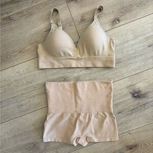 Bundle BLANQI | Nursing/Postpartum Bra/Compression Boy Shorts, Sz M, Nude Color